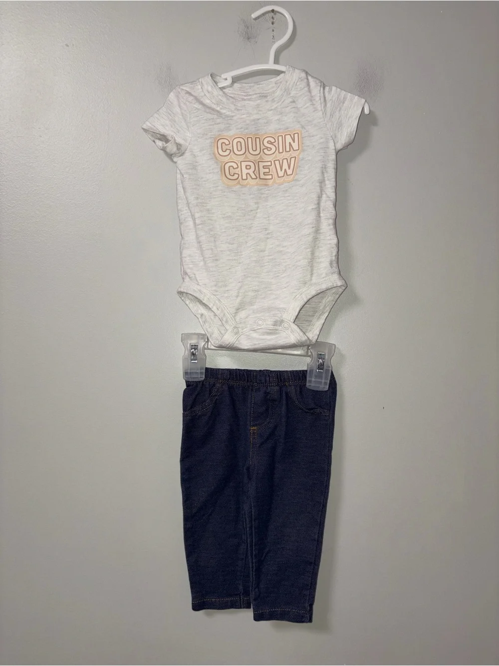 Carters Gray Cousin Crew Body Suit Navy Pants Set 6M